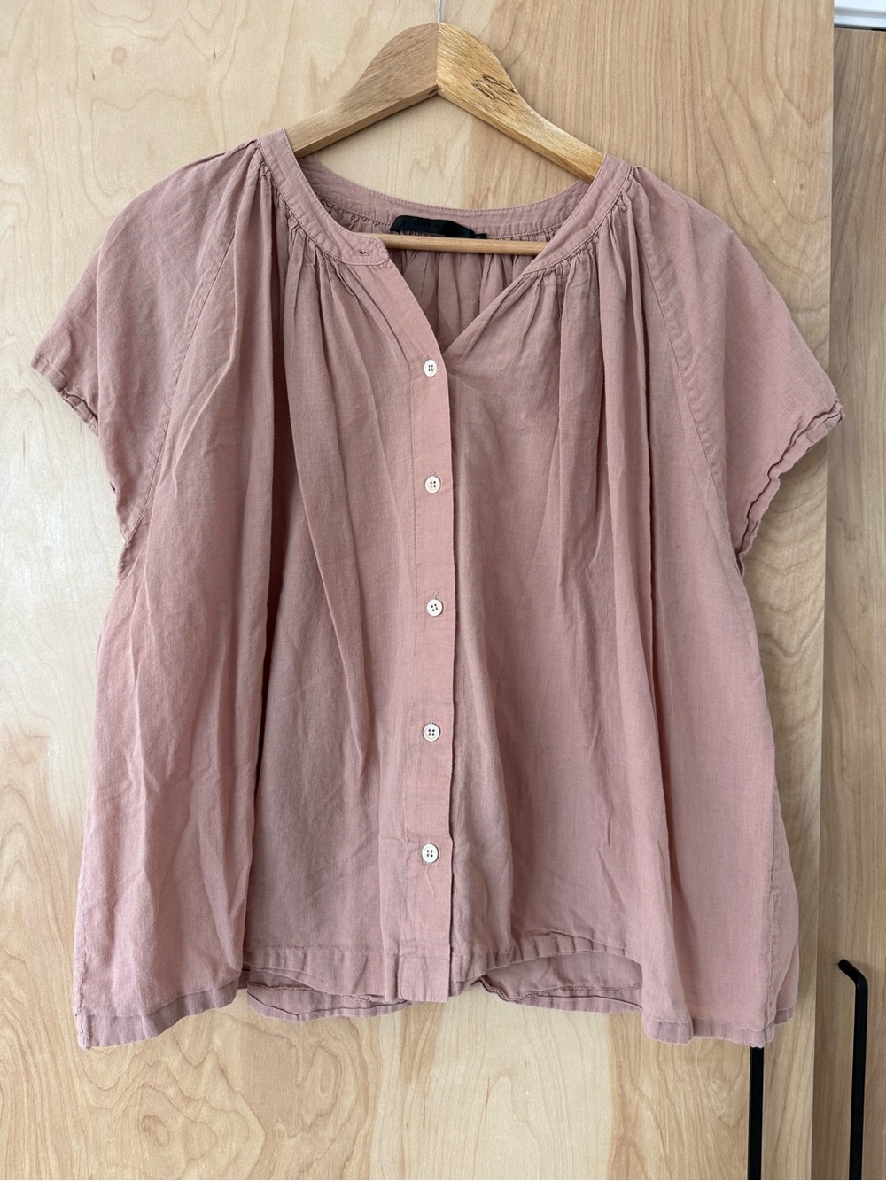 Jenni Kayne Dusty Rose Button-Front Short Sleeve Blouse